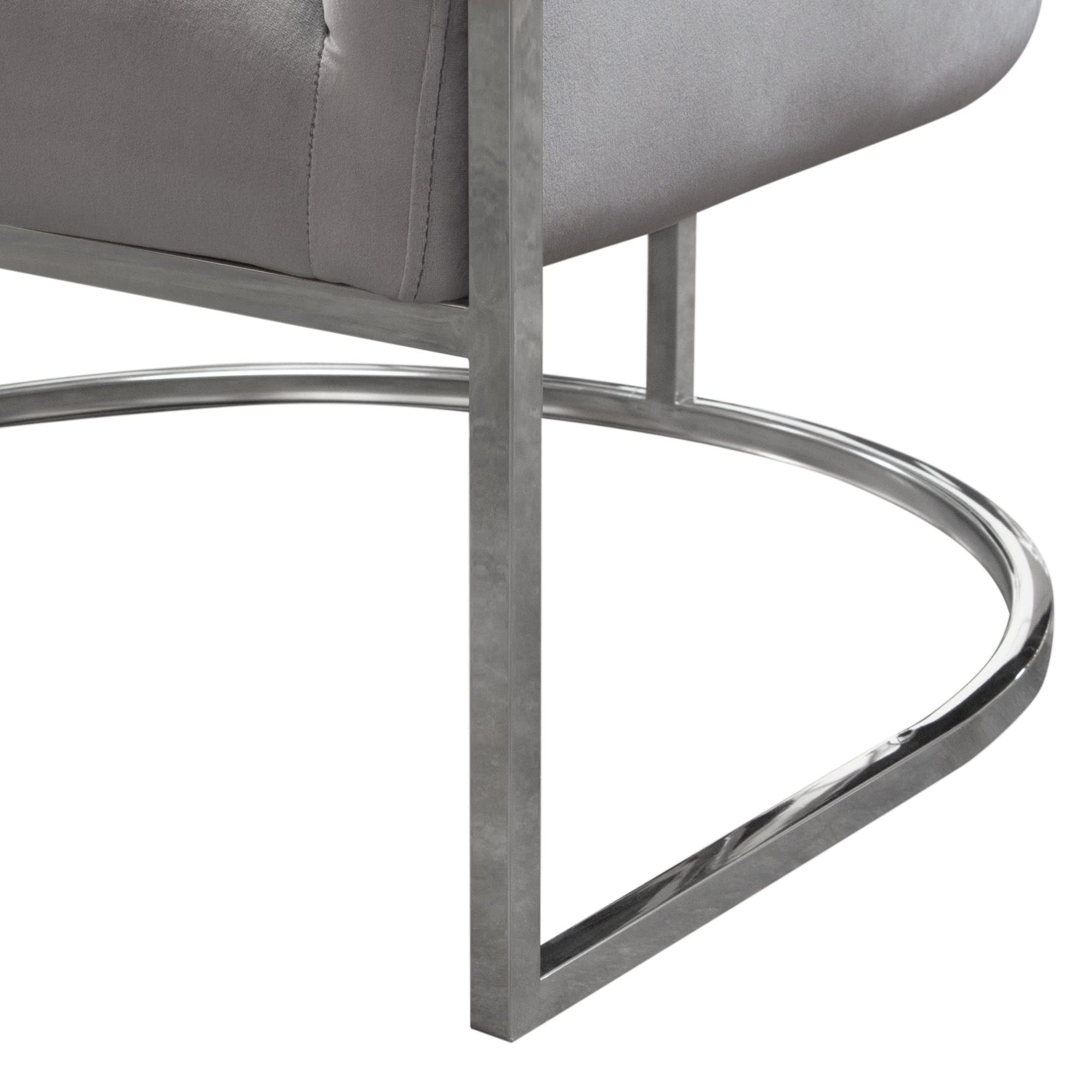 Accent Chair with Stainless Steel Frame in Grey Velvet