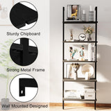 Ladder Shelf 2PCS Open Bookshelf 5-Tier Wood Wall-Mounted Black Bookcase