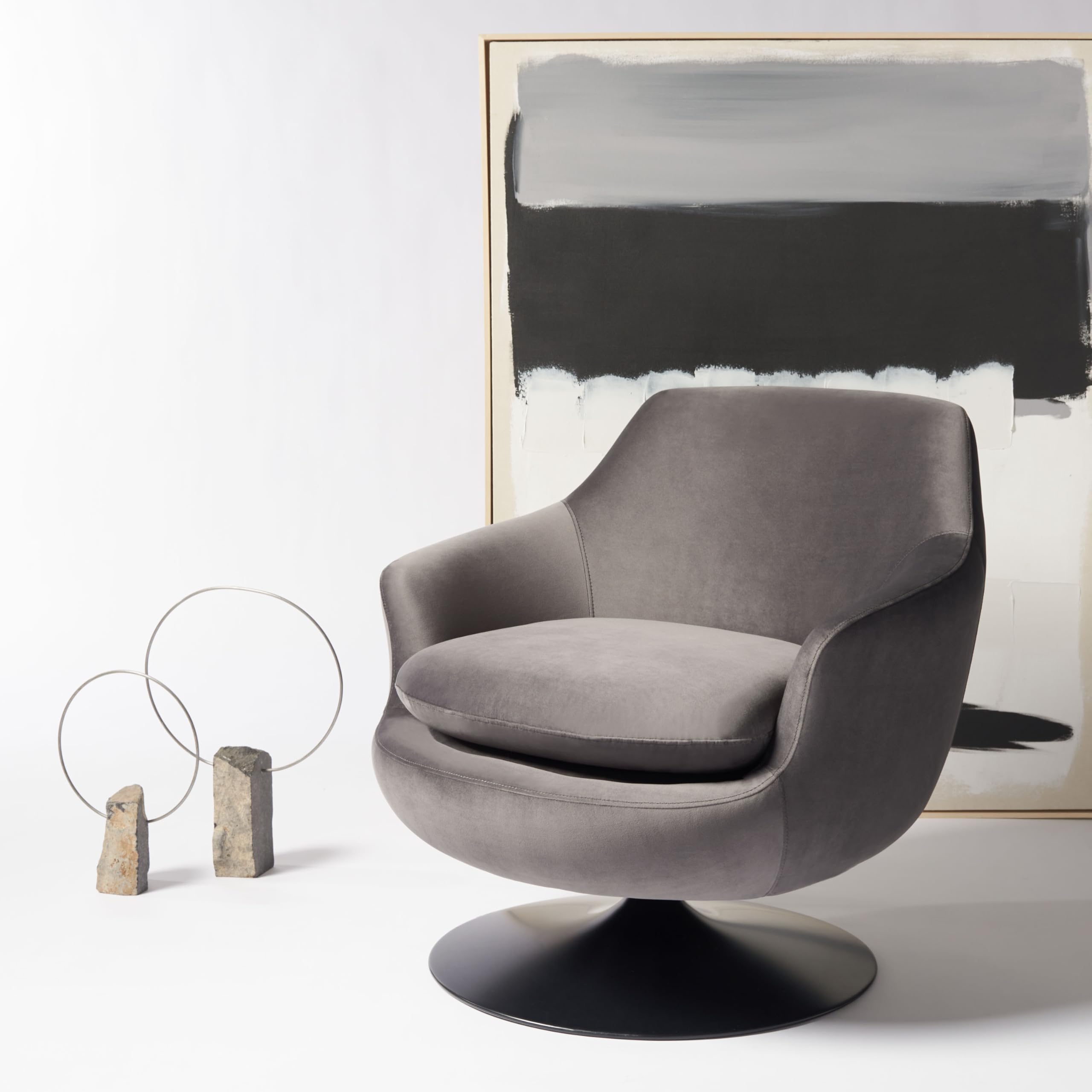 Couture Citrine Velvet Swivel Accent Chair