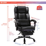 Reclining Office Chair with Footrest, Big Tall Bonded Leather Adjustable Tilt Angle Height