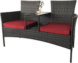 Outdoor Rattan Patio Loveseat,Wicker 2-Seat Outdoor Loveseat