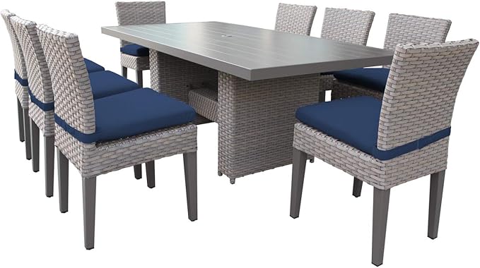 Florence 9-Piece Outdoor Dining Set with Cushions, White