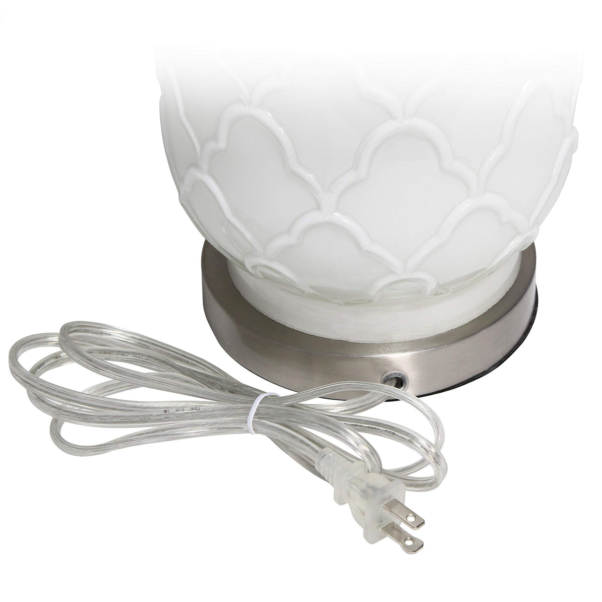 LT3322-WHT White and Brushed Nickel Glass Table Lamp