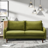 Velvet Sofa Mid-Century Modern Couch with Wooden Legs for Living Room - Army Green