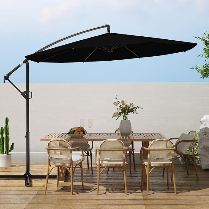 10ft Patio Umbrellas Offset Outdoor Cantilever Hanging Umbrella w/Infinite Tilt