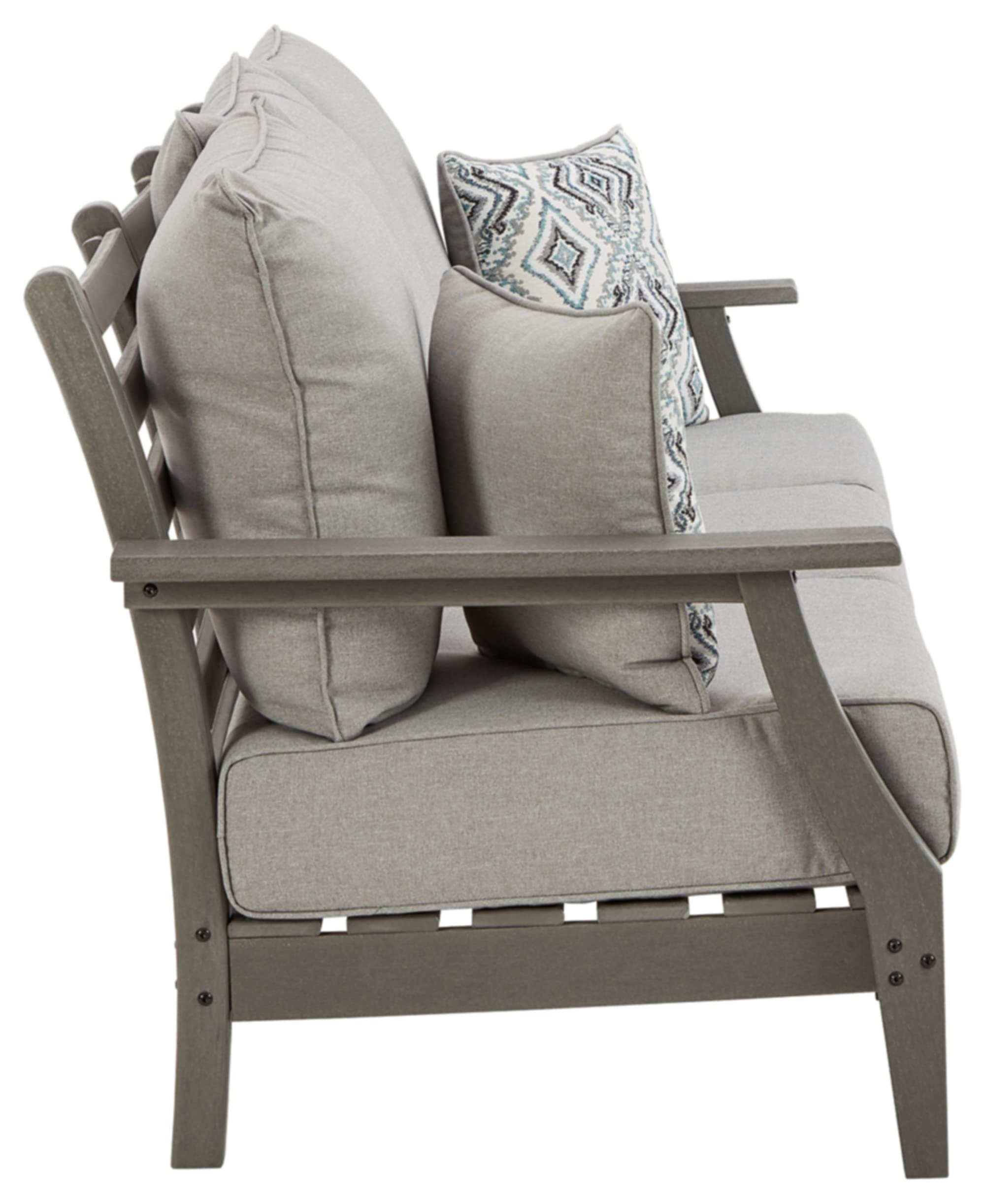Visola Outdoor HDPE Patio Sofa with Cushion, Gray