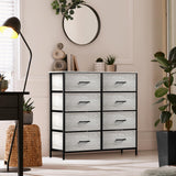 Dresser with 8 Faux Wood Drawers  Chest Organizer Unit with Steel Frame Wood