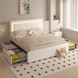 Queen Platform Bed with Storage Drawers and LED Lighting
