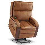 MCombo Power Lift Recliner Chair Sofa with Massage and Heat, Adjustable Headrest for Elderly People, Solid Wood Armrest, USB Ports, Side Pockets, Faux Leather 7917 (Tawny, Medium)