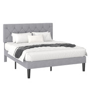 Queen Bed Frame with Button Tufted Headboard