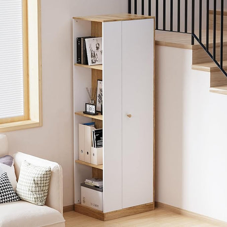 Modern Wardrobe, White Floor Storage Cabinet with Hangers, Spacious and Versatile