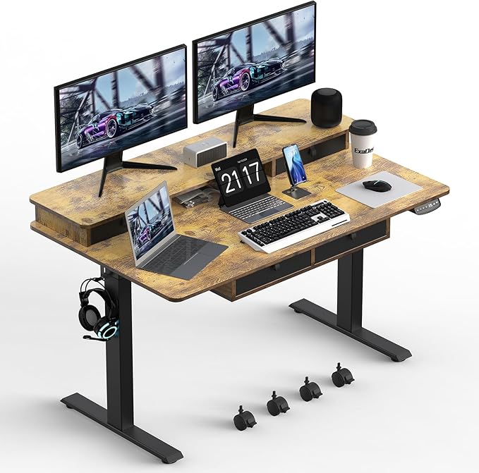 48 * 30 Inches Electric Standing Widened Desk Adjustable Height with 4 Drawers