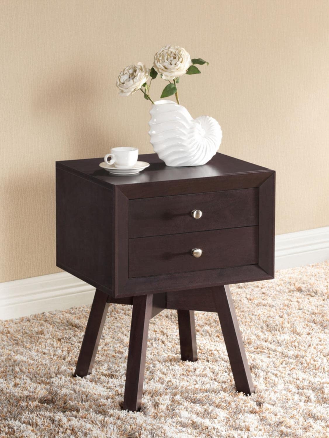 Warwick Modern Accent Table and Nightstand, Brown