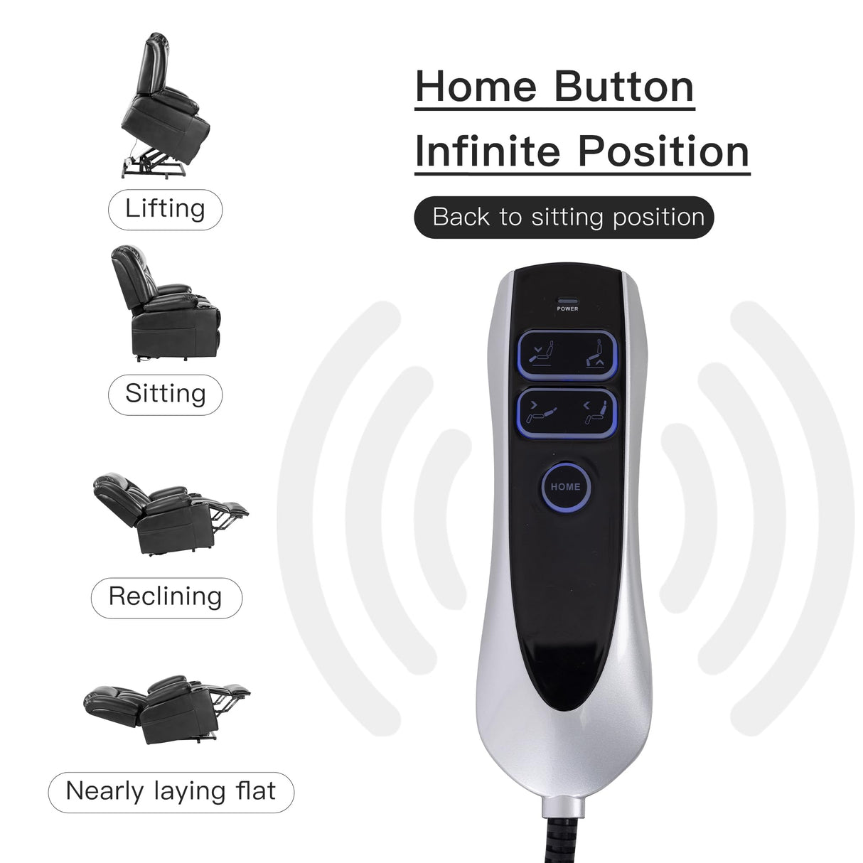 Dual Motor Power Lift Chair Recliner for Elderly with Heat and Massage, Infinite Position