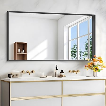 60x36 inch Large Bathroom Mirror,Black Rectangle Mirror Frame Vanity