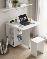 5-Piece Folding Dining Set with Storage & Wheels