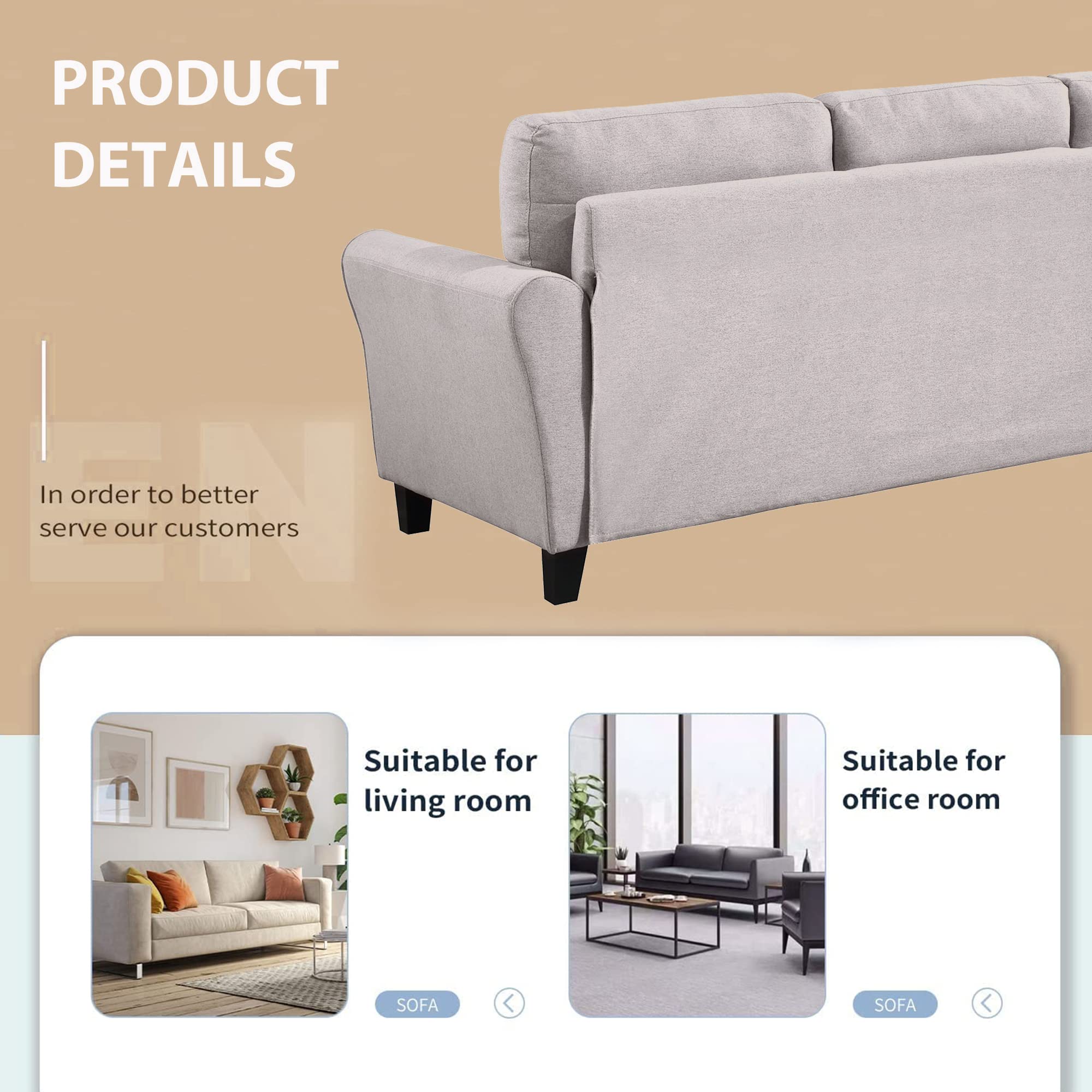 3-Piece Living Room Sectional Sofa Set