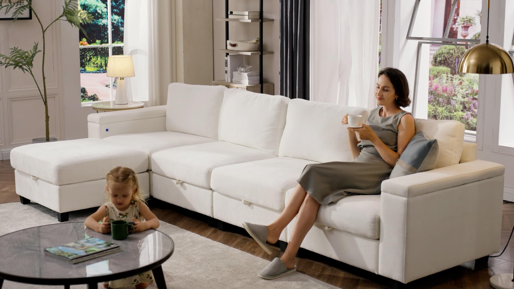 Modular L Shaped Furniture Set Sectional Couch Sofa for Living Room