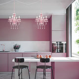 Chandelier Lighting with Cord Pink Chandelier Small Crystal Chandelier 4 Light Girls