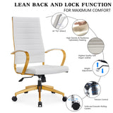 Modern Gold Office Desk Chair with Wheels and Arms - High Back Executive Chair