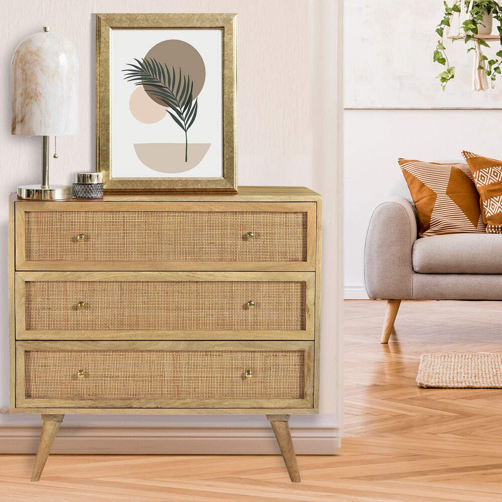 3-Drawer Mango Wood Chest for Living Room Furniture Sets