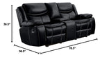 Manual Double Glider Reclining Loveseat, Black