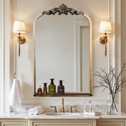 Gold Arch Baroque Mirror with Shelf 20x32