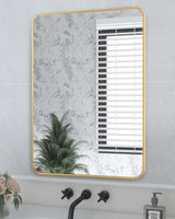 Gold Bathroom Wall Mirror,20x 30 Inch Rectangle Vanity Modern Mirror with Tempered