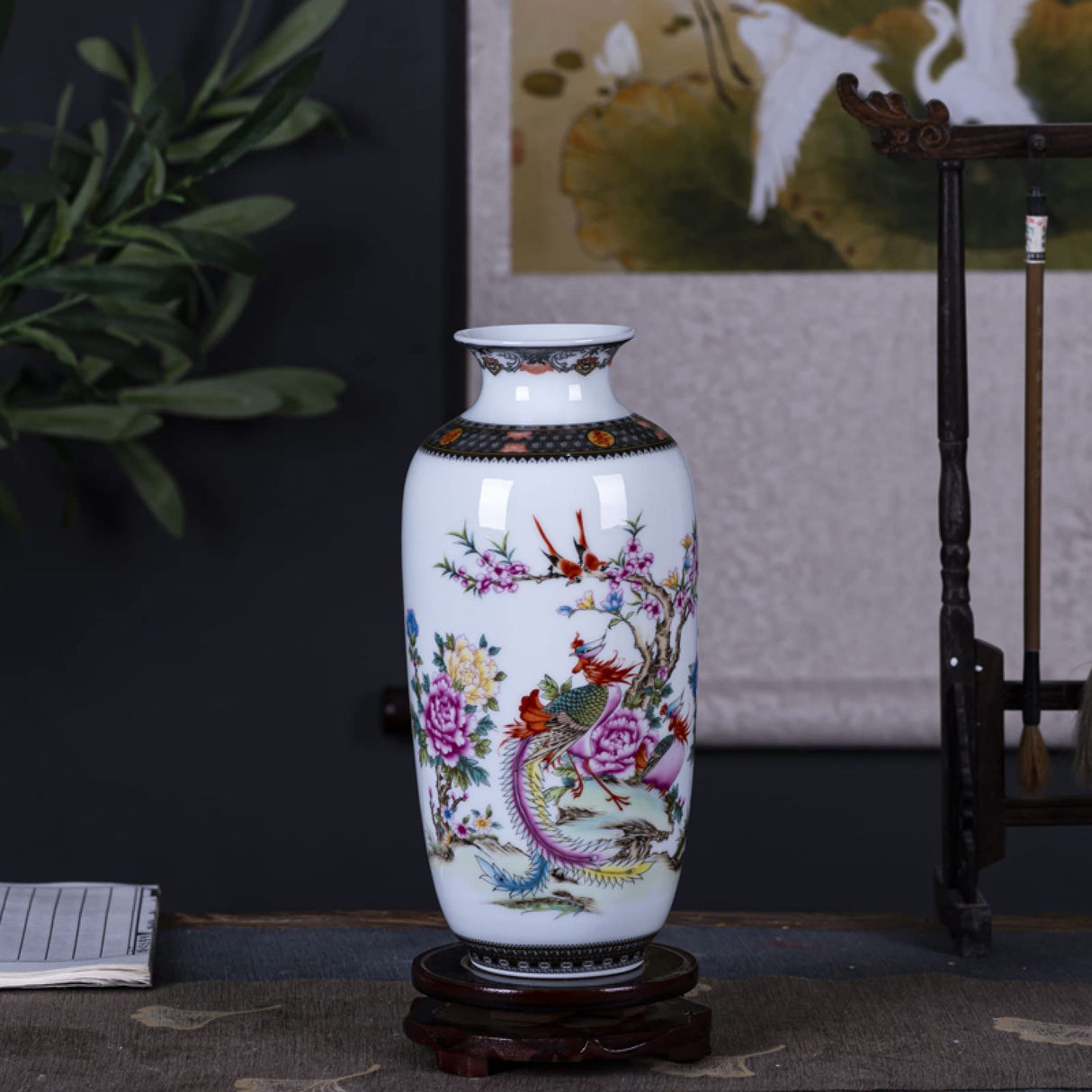 Chinese vase Tall White Porcelain vase Big vases for Decor Living Room Floor Chinese