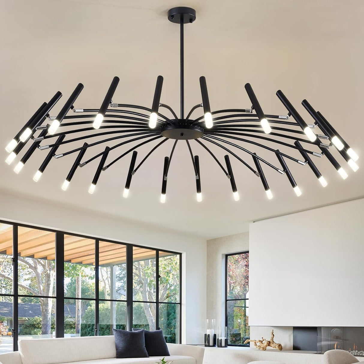 Black Modern Chandelier Large Chandelier Lighting Adjustable Ceiling