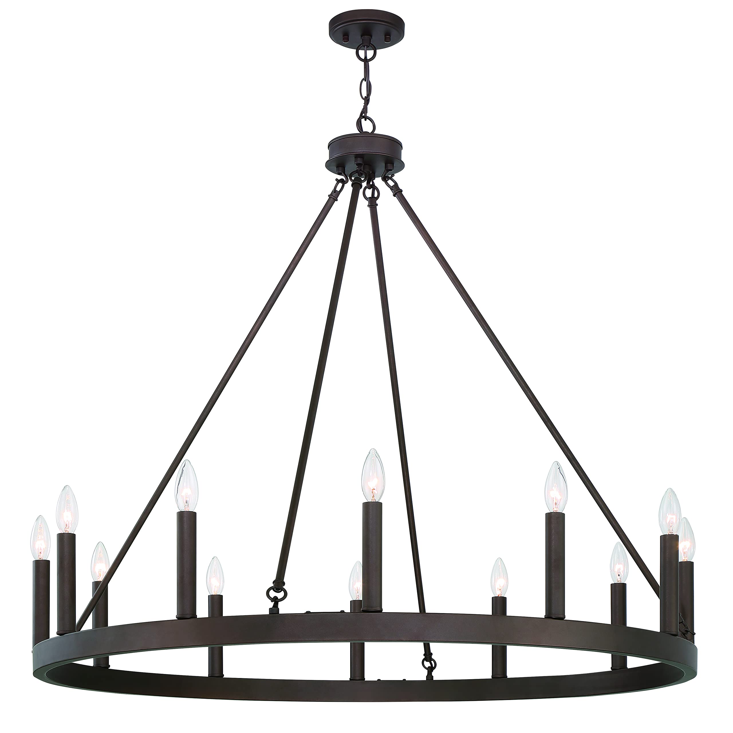 12 Lights Wagon Wheel Chandelier Lighting Farmhouse Candle Ceiling Light Fixtures