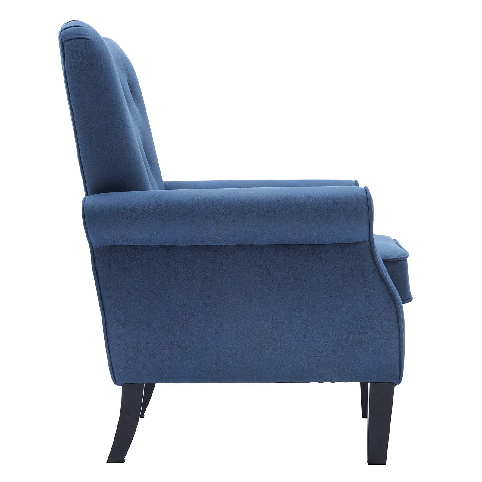 Tufted Upholstered Accent Arm Chair with Tech Cloth(Leathaire), Love Shape Single Sofa Club Chair for Living Room, Bedroom, Home Office, Reading/Hosting Room,Blue Color