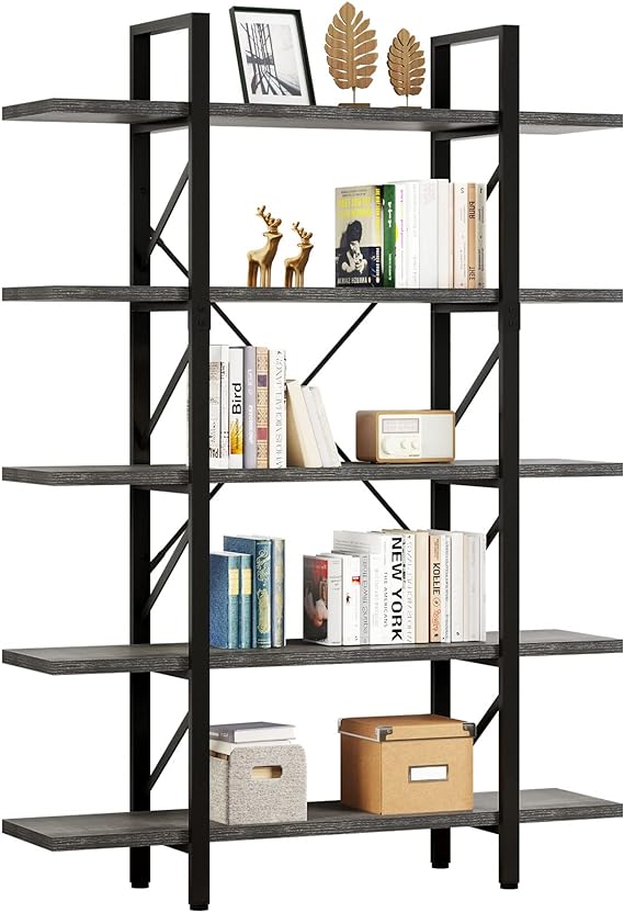 5 Tier Bookcase, Artsy Modern Bookshelf