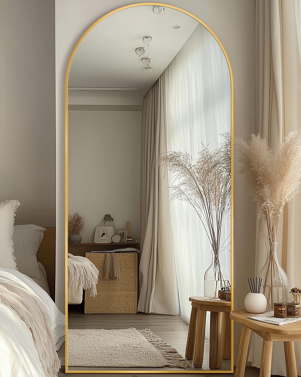 Full Length Mirror, 68"x26" Floor Mirror, Arched Full Body Mirror with Stand Large Floor