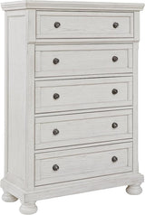 Lettner Traditional 5 Drawer Chest with Dovetail Construction, Light Gray