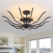 6-Light Semi Flush Mount Ceiling Light - 31.5" Modern Black Fixture