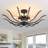 6-Light Semi Flush Mount Ceiling Light - 31.5" Modern Black Fixture