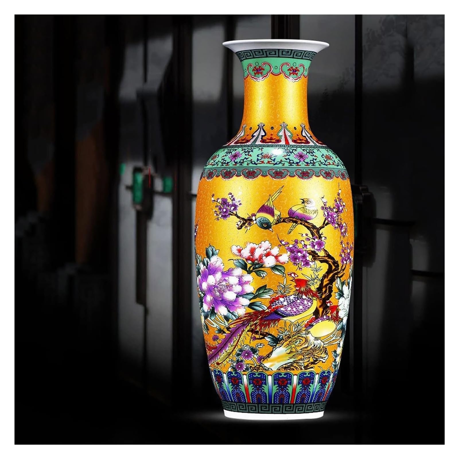Vase Floral Chinese Classical Ceramic Antique Enamel Color Large Flower Arrangement