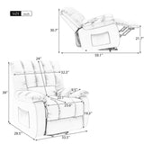 Infinite Position Reclining Chair Single Leisure Sofa w/Massage,Heat&Lumbar Support for Elderly,Overstuffed Home Theater Seating Lounge w/Side Pocket&Armrest for Livingroom (Beige)