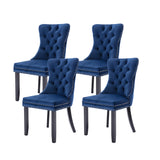 Tufted Dining Chairs Set of 4, Velvet Upholstered Dining Chairs with Nailhead Back and Ring Pull Trim