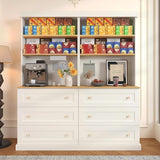 71" Tall Farmhouse Storage Cabinet with Drawers, Large Bookshelf with Adjustable Shelves