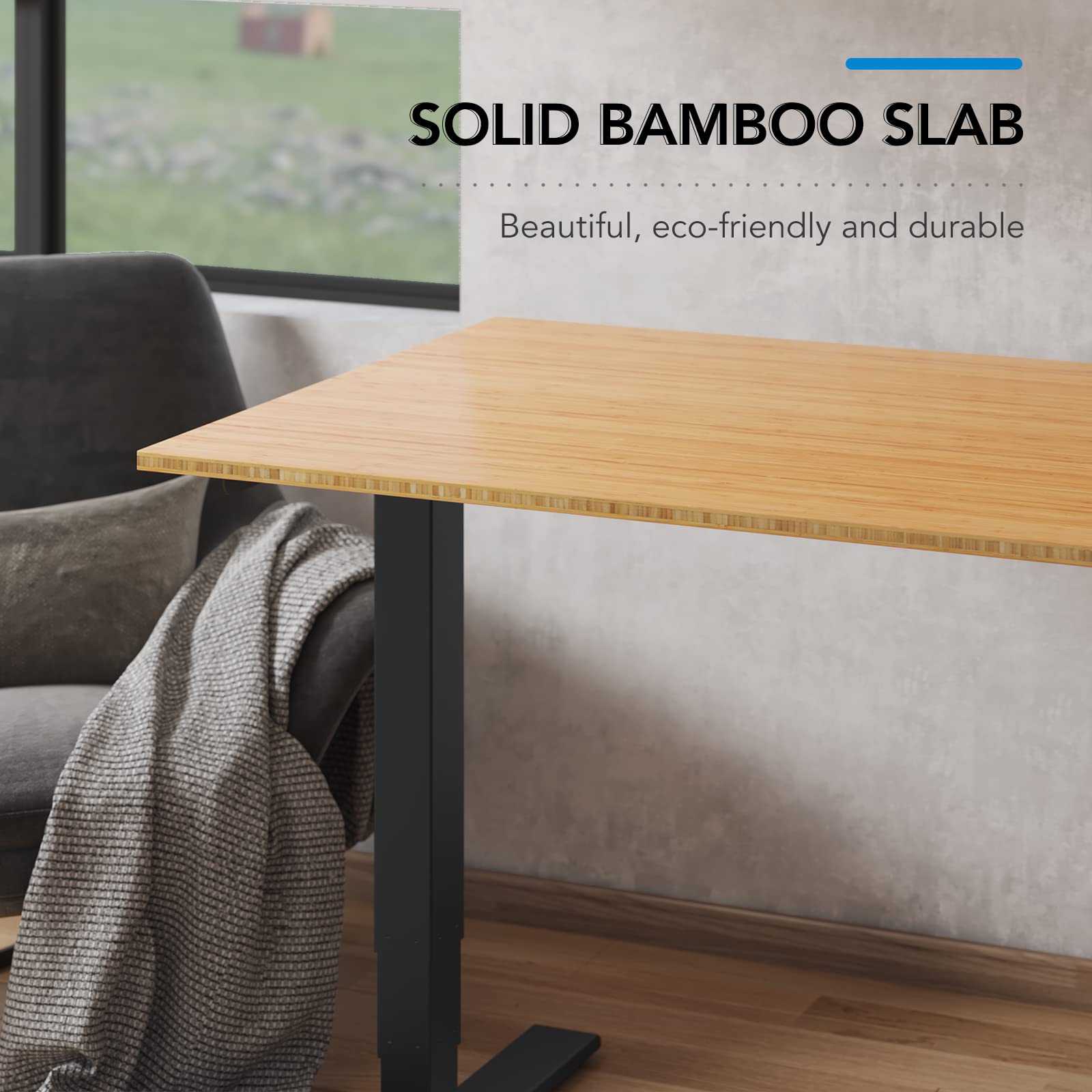 Pro Bamboo 3 Stages Dual Motor Electric Standing Desk 55x28 Inches