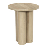 Hazel Side Table with 3 Pillar Legs, Handcrafted Natural Brown Mango Wood