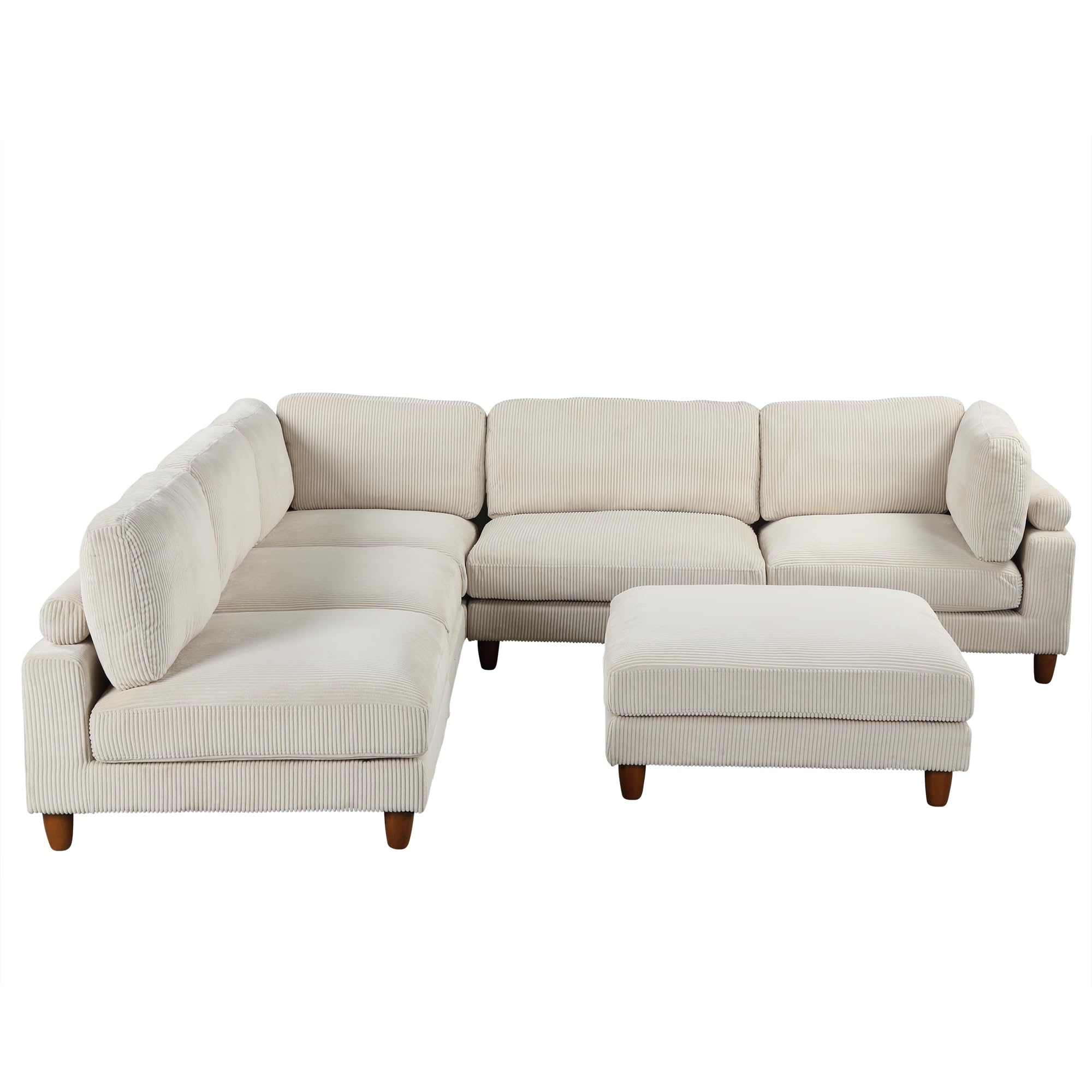 Free Combination Convertible Modular Sectional Sofa with Movable Ottomans ,
