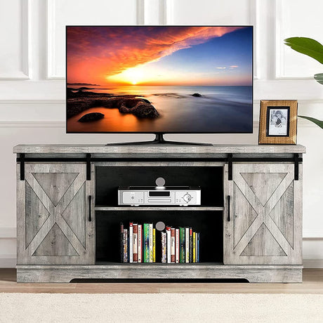 Farmhouse TV Stand for 65 Inch TV Entertainment Center TV Media Console Cabinet,