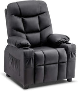 Big Kids Recliner Chair with Cup Holders for Boys and Girls Room, 2 Side Pockets