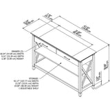 Key West Console Table with Drawers and Shelves in Washed Gray