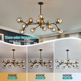 15 Light Sputnik Modern Large Chandelier, Mid Century Black and Gold Metal Ceiling