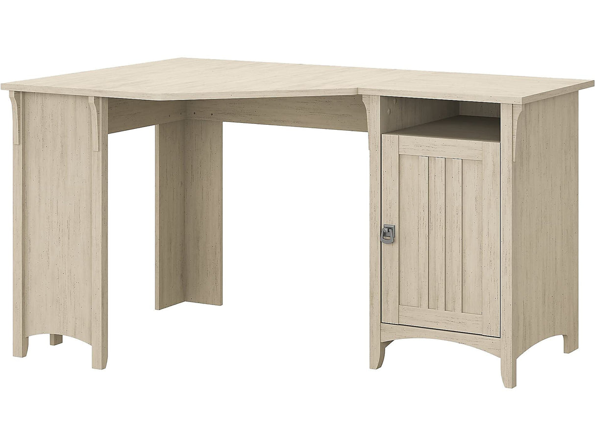 Salinas 55 Inch W Corner Desk with Storage Cabinet, Antique White (SAD155AW-03)