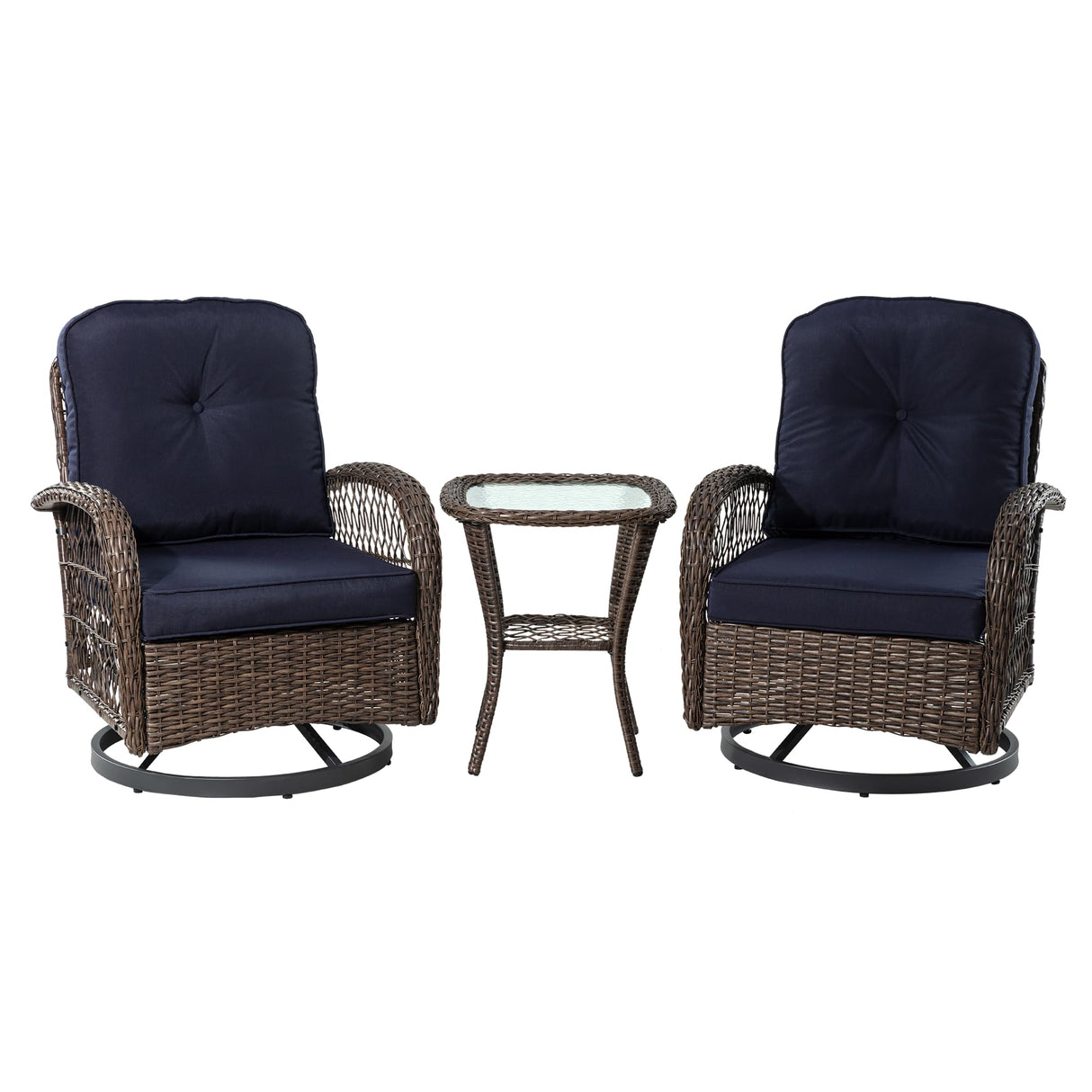 Outdoor Swivel Glider Rocker, Wicker Patio Bistro Set